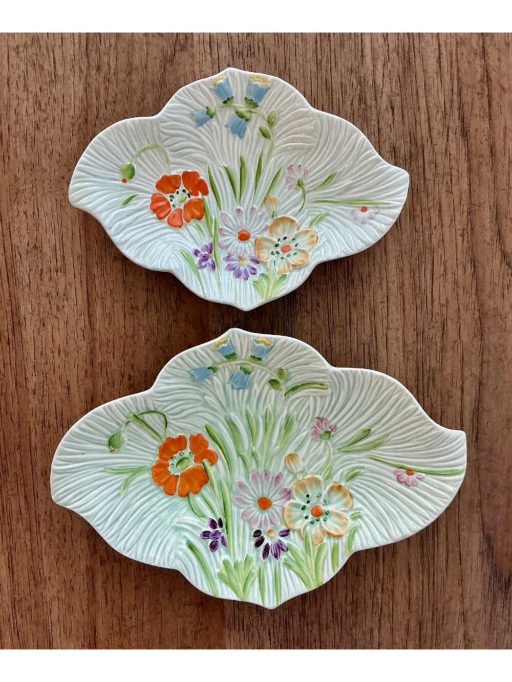 Vintage Beswick "Wayside" Green Floral Hand Painted Trinket Trays 1939